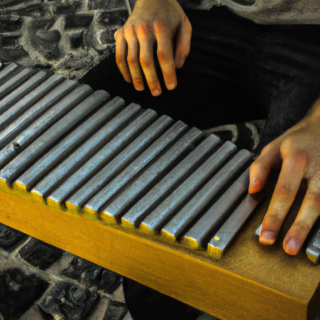 Person playing a microtonal instrument
